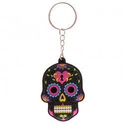 Porte-Clés "Jour des Morts Mexicains" Noir Coeur