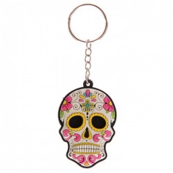 Porte-Clés "Jour des Morts Mexicains" Blanc Croix