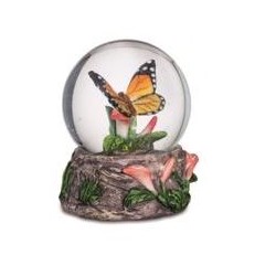 Boule de Neige Figurine Papillon Jaune Orange 