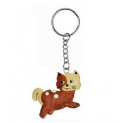 Porte-Clés Chat en Bois