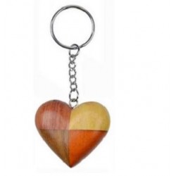 Porte-Clés Coeur en Bois ( 4 couleurs)