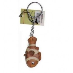 Porte-Clés Poisson Clown Bicolore en Bois 