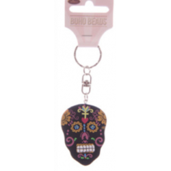 Porte-Clés en bois "Jour des Morts Mexicains" Noir
