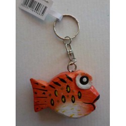 Porte-Clés en Bois Poisson Orange