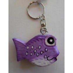 Porte-Clés en Bois Poisson Violet