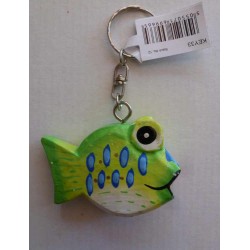 Porte-Clés en Bois Poisson Vert