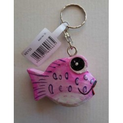 Porte-Clés en Bois Poisson Rose
