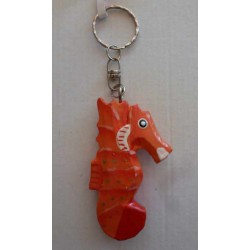 Porte-Clés en Bois Hippocampe Orange