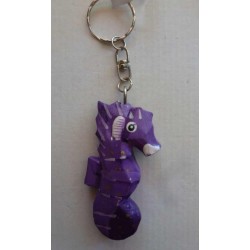 Porte-Clés en Bois Hippocampe Violet