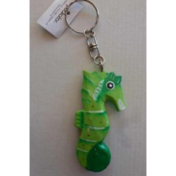 Porte-Clés en Bois Hippocampe Vert