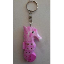 Porte-Clés en Bois Hippocampe Rose
