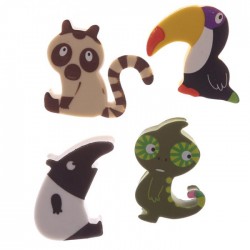 Set de 4 Gommes Forêt Tropicale