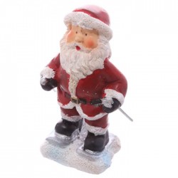 Mini Figurine Père Noël Ski avec petit sac cadeau