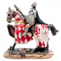 Chevalier des Croisades sur Cheval de Guerre 10 cm