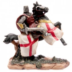 Chevalier des Croisades sur Cheval de Guerre 10 cm