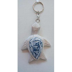 Porte-Clés Tortue en Bois Flotté (Bleu)