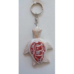 Porte-Clés Tortue en Bois Flotté (Rouge)