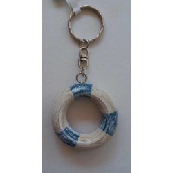 Porte-Clés Bouée en Bois Flotté (Bleu)