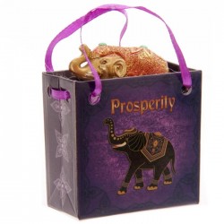 Eléphant Porte Bonheur "Prospérité" avec petit sac cadeau
