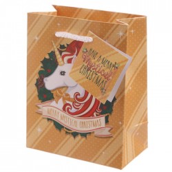 Sac Cadeau Licorne de Noël   11 x 6 x 14 cm