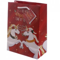 Sac Cadeau Licorne de Noël 17 x 9 x 23 cm