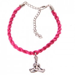Bracelet Rose Tête de Bouddha Thaï - Faux Cuir 