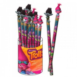 Crayon à Papier Rose + Topper 3D "Trolls"