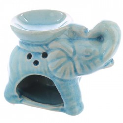 Mini Brûleur A Huile Céramique Eléphant Bleu