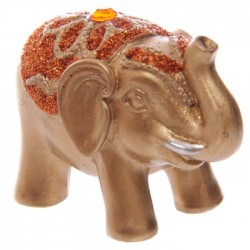 Mini Eléphant Pailleté Orange Porte Bonheur